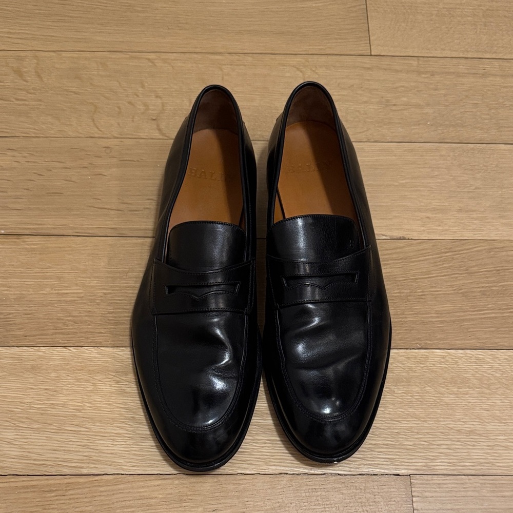 Bally Men's Classic Black Leather Slip-Ons